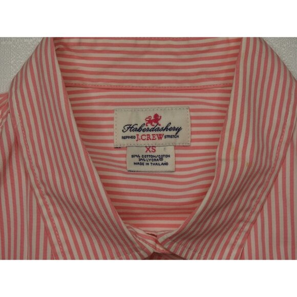 J.Crew Haberdashery Women’s Button Down Shirt XS Pink White Striped Stretch Cott - Picture 3 of 7